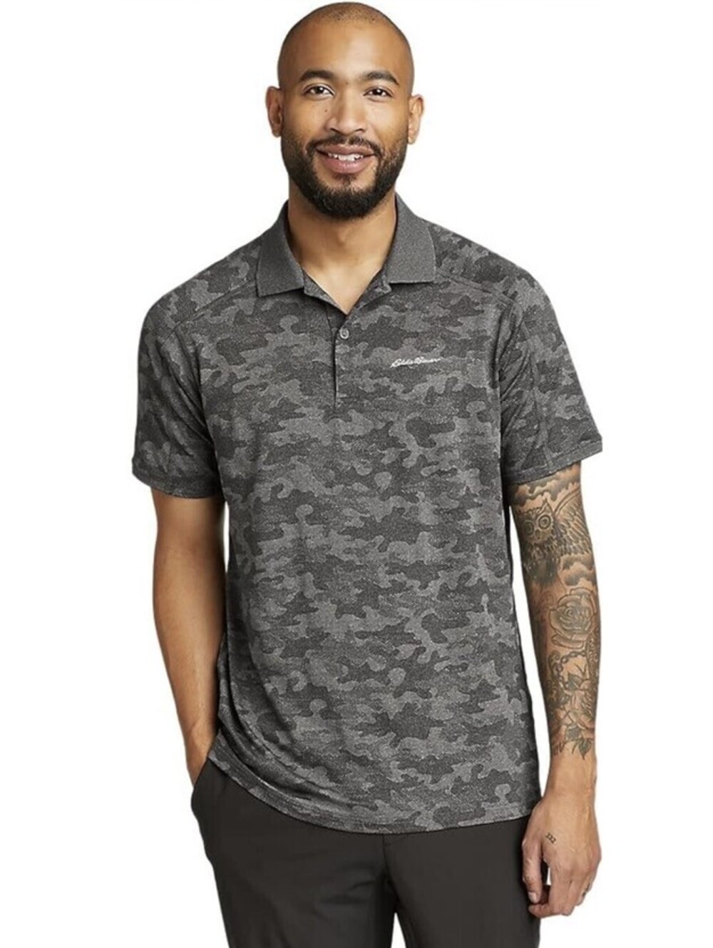 Eddie Bauer Men's Resolution Pro Jacquard Polo Shirt Free Dry Size S Charcoal